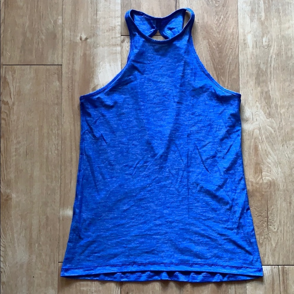 Open back blue lulu tank